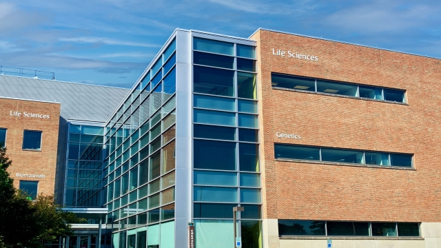 Exterior shot of the Life Sciences building at Rutgers University